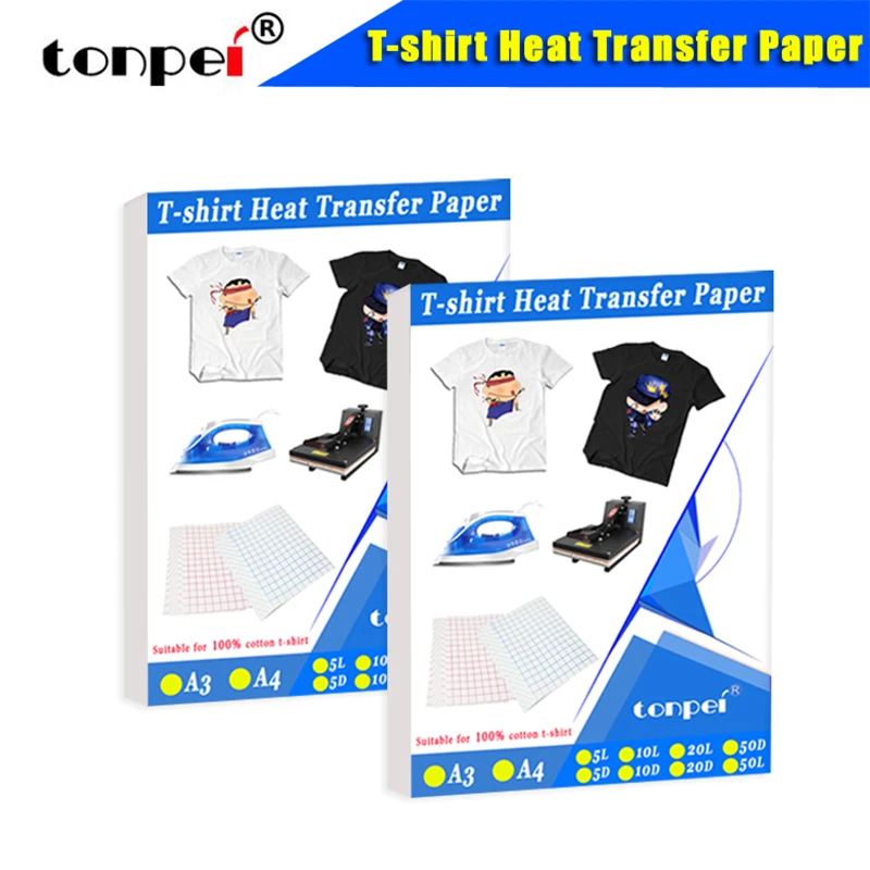 Papel Transfer Impresión Camisetas, Diseños de Impresoras de Inyección de Tinta, Color Claro y Oscuro, Tamaño A3 y A4, para Telas, 100% de de Papel| - AliExpress