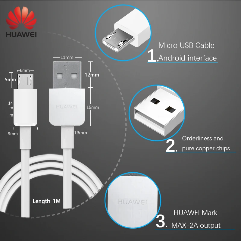 HUAWEI USB зарядное устройство адаптер 5 В/2A данных Cabel Voor HUAWEI P20 Lite P7 P8 Lite P9 lite P10 P20 Honor 8 Lite 7i 6X5