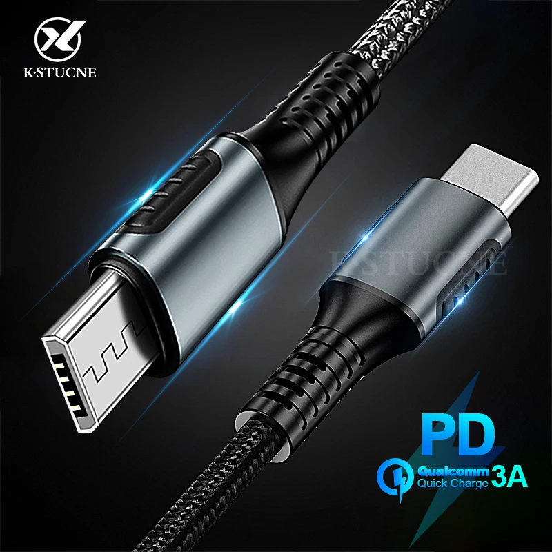 

Type C To Micro USB Cable For Samsung Micro USB TO Type C Cord Male to Male Compatible USB-C For Macbook UsbC Fast Charge Data