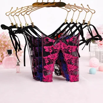 

New Sexy Underwear Crotchless Embroidered Panties Exotic Women Lingerie Open Crotch Lace Floral Embroidery Thongs Lacing Briefs