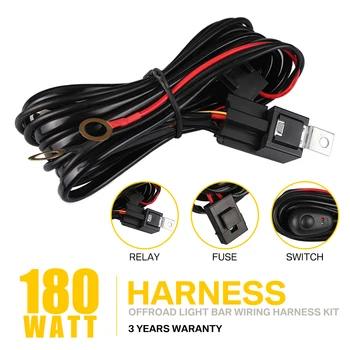 

2M 180Watt load capacity with Fuse On-off Switch 12V 40A Relay Remote Controller Wiring Harness Kit for LED Work Light Bar