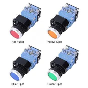 

10 Pcs BEM38-11D Self-Reset Flat Head Button Switch 1 On 1 Off Button Switch 22mm High Quality