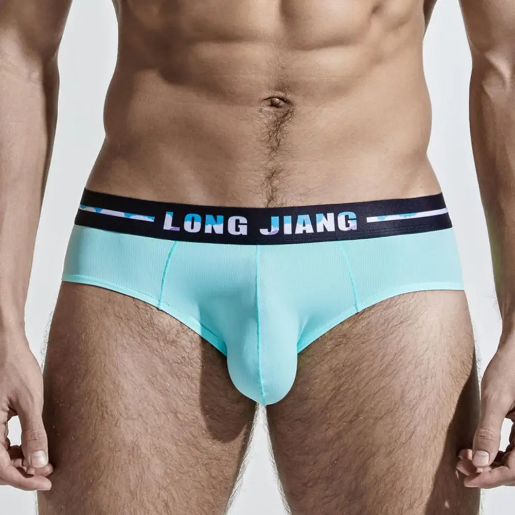 

Longjiang Men Briefs Solid Color U Convex Underwear High Elasticity Smooth Underpants for Bathroom