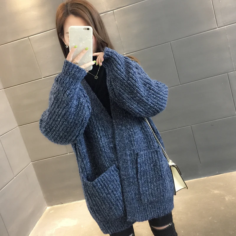 #^Special Price Medium and long section Knitted Cardigan Coats Causal Long Sleeve Thick Sweater Winter new Fashion V-neck Tops womens #^Special Price Medium and long section Knitted Cardigan Coats Causal Long Sleeve Thick Sweater Winter new Fashion V-neck Tops womens