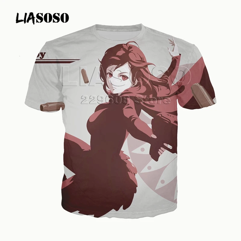 25 LIASOSO 3D принт для женщин и мужчин аниме косплей RWBY Kawaii девушки Рубиновая футболка «розы» летняя футболка хип-хоп пуловер повседневные топы - Цвет: 25