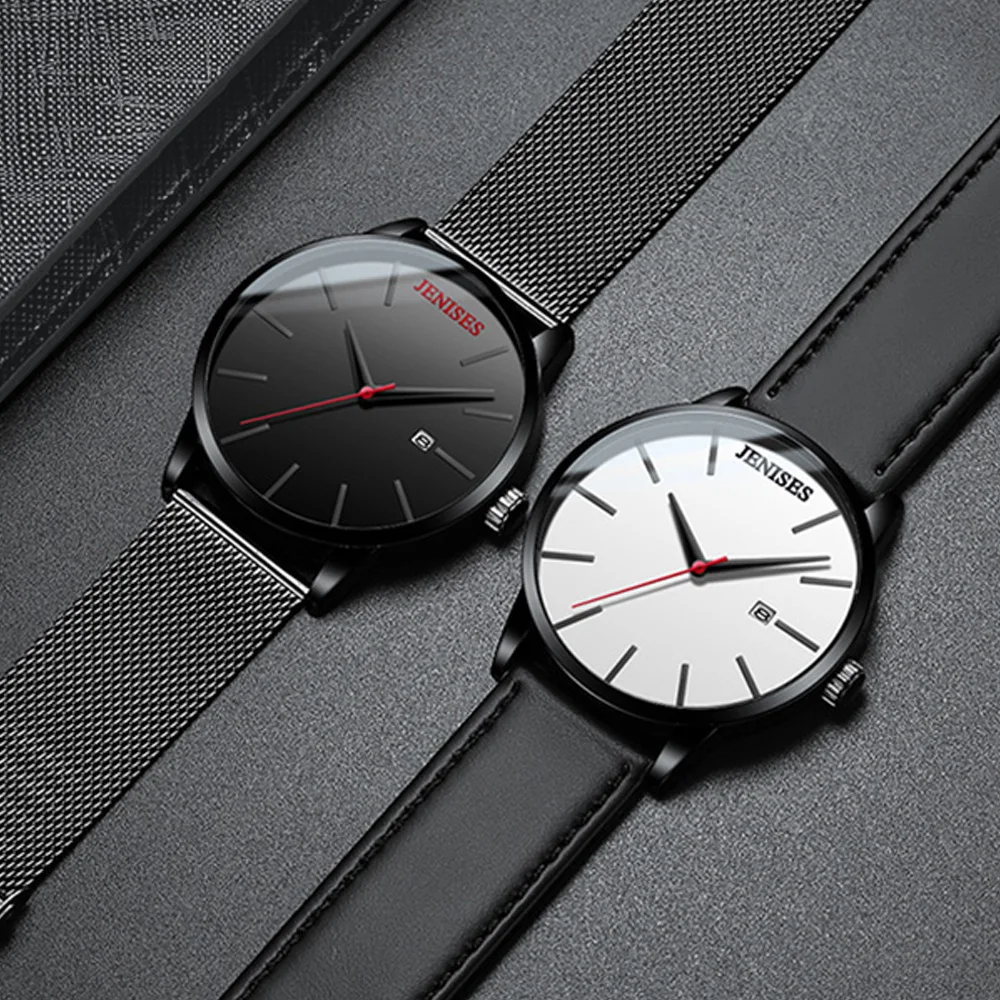 

TEENRAM Watches for Mens Fashion Quartz Wristwatch Business Sports Clock Steel Leather Strap Simple Top Brand Luxury Men Watch