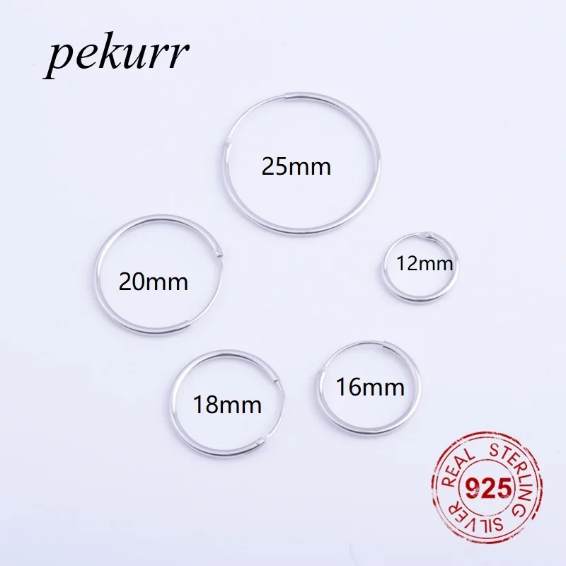Pekurr 925 пробы серебряные серьги-кольца для женщин Ушная кость пряжка Круглый Круг