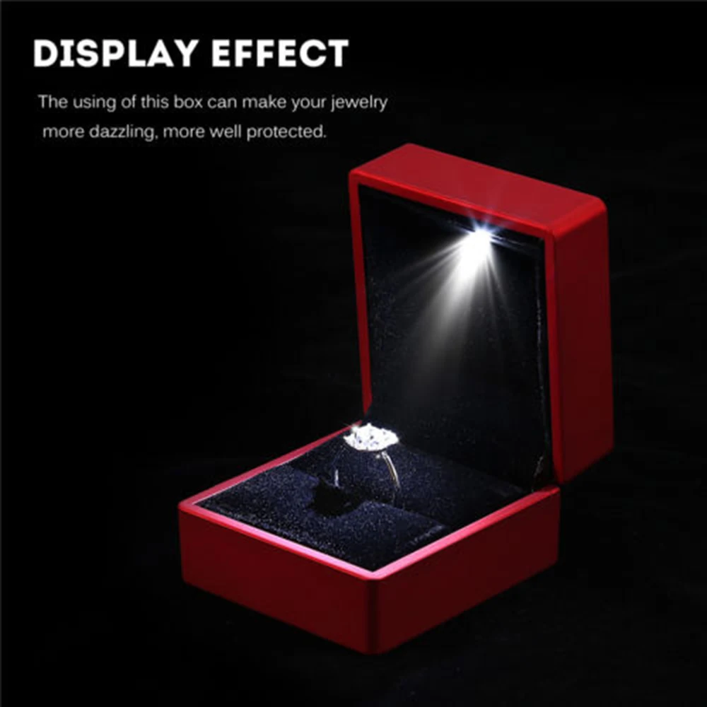 New Creative ring display box necklace pendant hold box with LED lights fashion creative simple solid color cute small portable