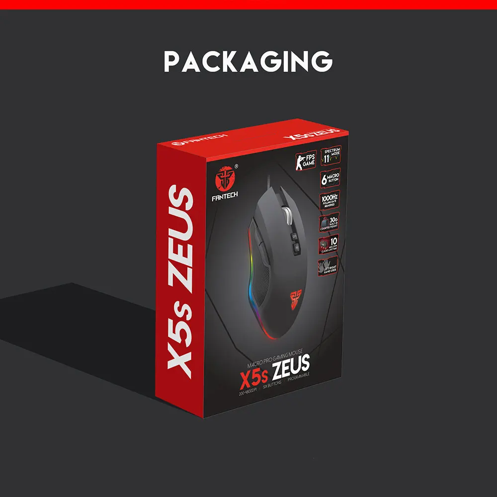 X5S BOX2 Fantech X5S игровая мышь 4800 dpi RGB Проводная usb-мышь 6 кнопок макро для PUBG CS FPS мышь геймер компьютерная мышь - Цвет: X5S BOX2