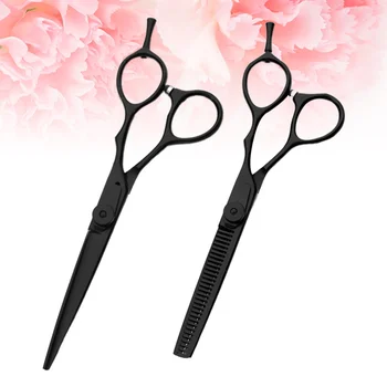 

2PCS Haircut Scissor Professional Hairdressing Thinning Scissor Shears for Barber Salon (1PC Serrated Scissor and Straight Sciss