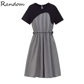 

Female 2020 Sunmer Fashion Plaid Dress Large Plus Size T Shirt Dress Sport Casual Loose Clothes Women Streetwear Big Party Dress