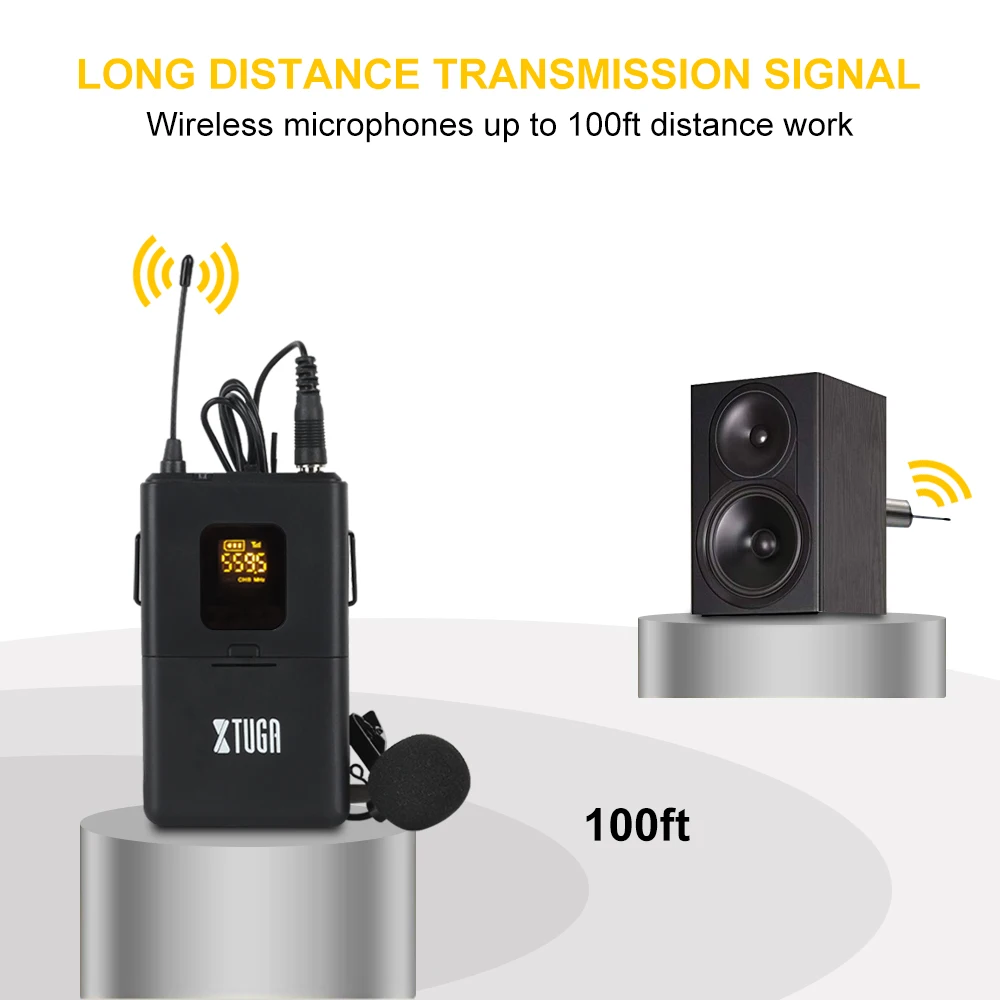 XTUGA UHF беспроводная гарнитура/Lavalier микрофоны с 30 выбираемыми каналами для