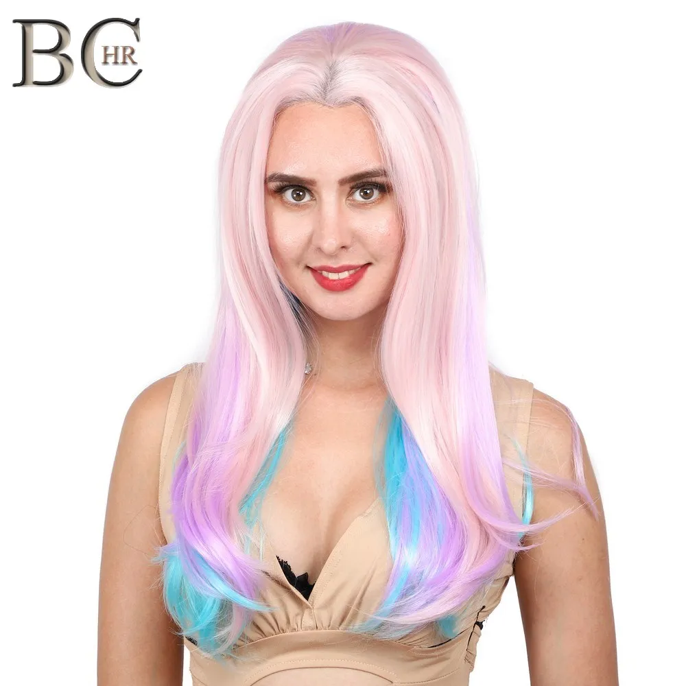 BCHR прямой Синтетический фиолетовый 13*2 парик с кружевом спереди для женщин косплей парик для сказочной принцессы вечерние