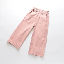 0614-27 детская одежда Осень стиль эластичная хлопковая ткань для девочек модные повседневные брюки