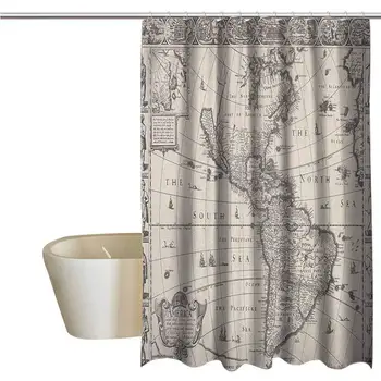 

World Map Rustic Shower Curtain Antique Map America in 1600s World in Medieval Time Ancient Era in Retro Style Farmhouse