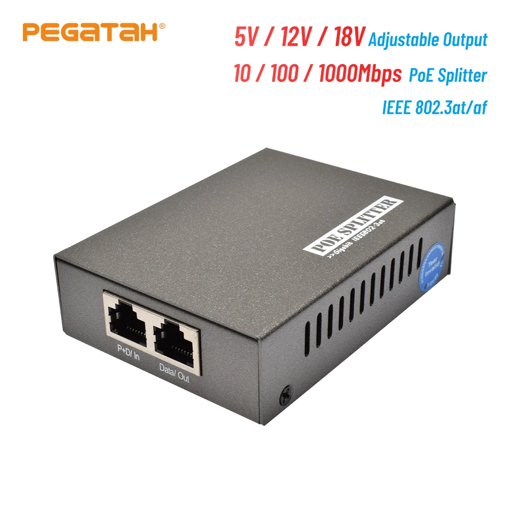 New Gigabit 10 100 1000 Mbps Network Data Rate Ieee 802 3at Af Poe Splitter Adapter 5v 3 5a 12v 2a 18v 1a Power Output Transmission Cables Aliexpress