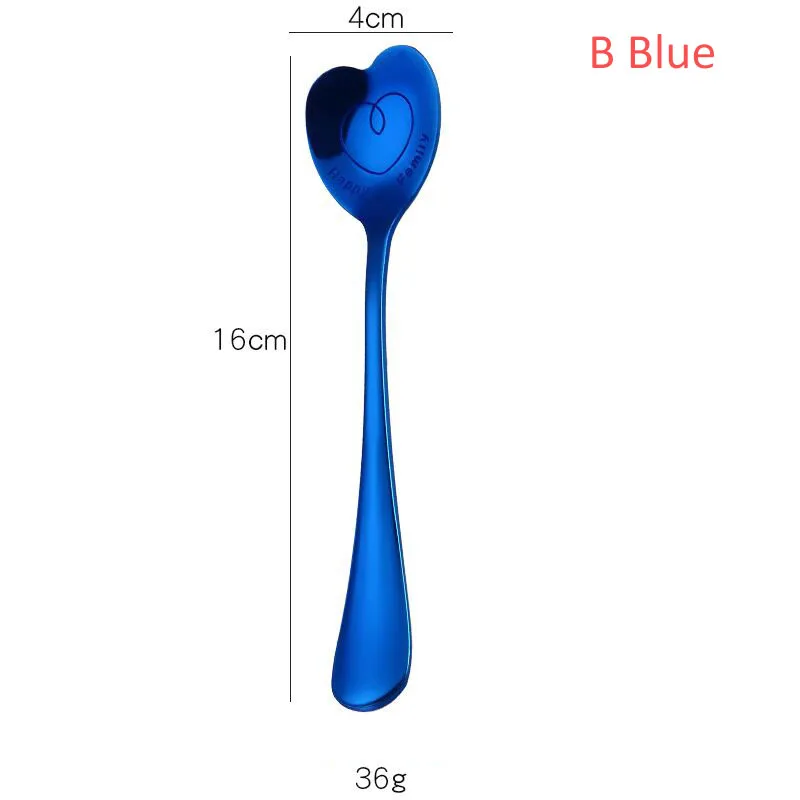 B blue 20 упаковок ложка в виде сердца из нержавеющей стали маленькие кофейные чайные ложки креативный свадебный подарок ложки для смешивания маленькие медовые Десертные Ложки - Цвет: B blue