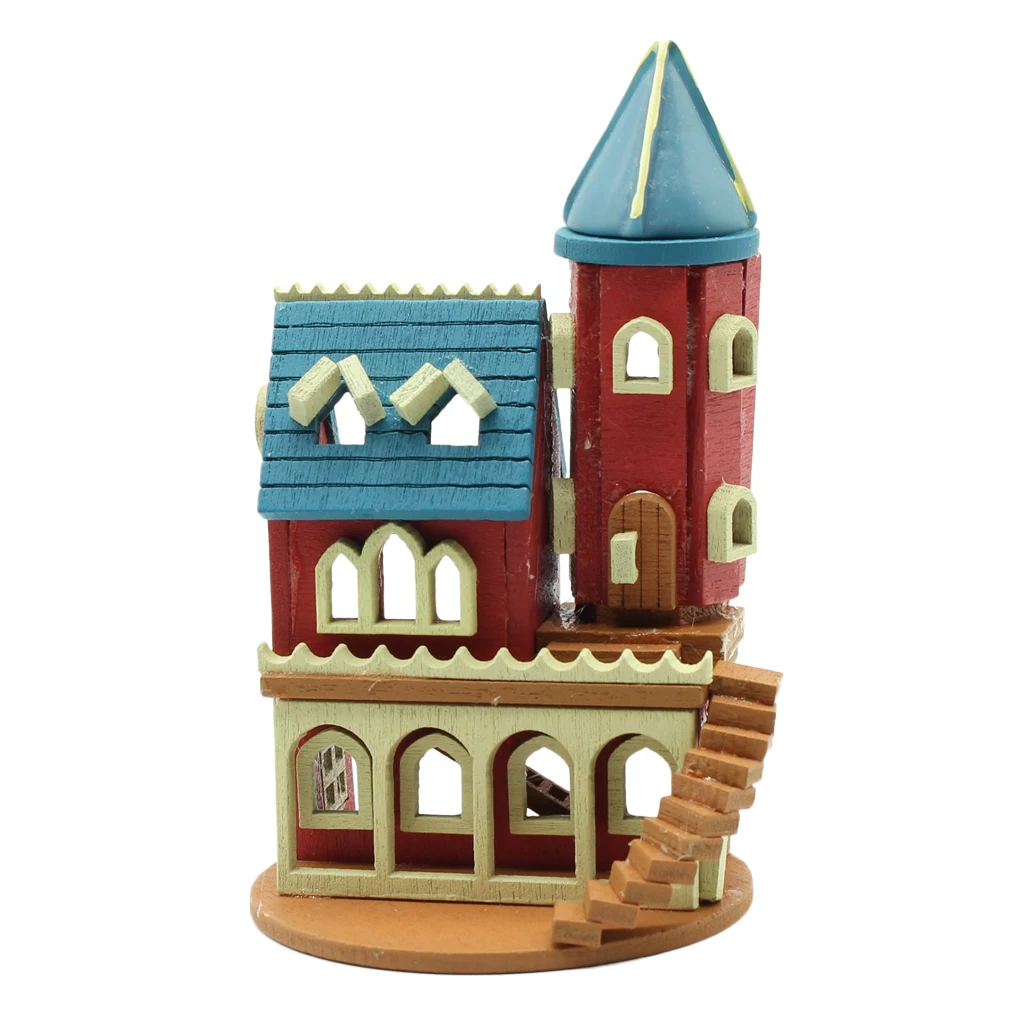 1/12 Mini House Wooden Crafts for DIY Toys Dollhouse Accessories, DIY Handcraft Miniature Project Kit, Fairy Garden Decor
