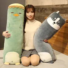 Peluche dessin animé, dinosaure, cochon, lapin, ours en peluche, canard Husky, peluche, doux, Long sommeil, oreiller, poupée, coussin, cadeau pour enfants et filles