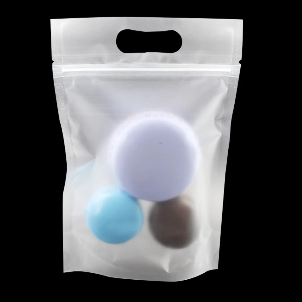 DHL 300Pcs 15.5*23.5cm Party Favor Gift Packing Storage ZipLock Bags Stand Up Matte Clear Plastic Package Pouch Bags With Handle