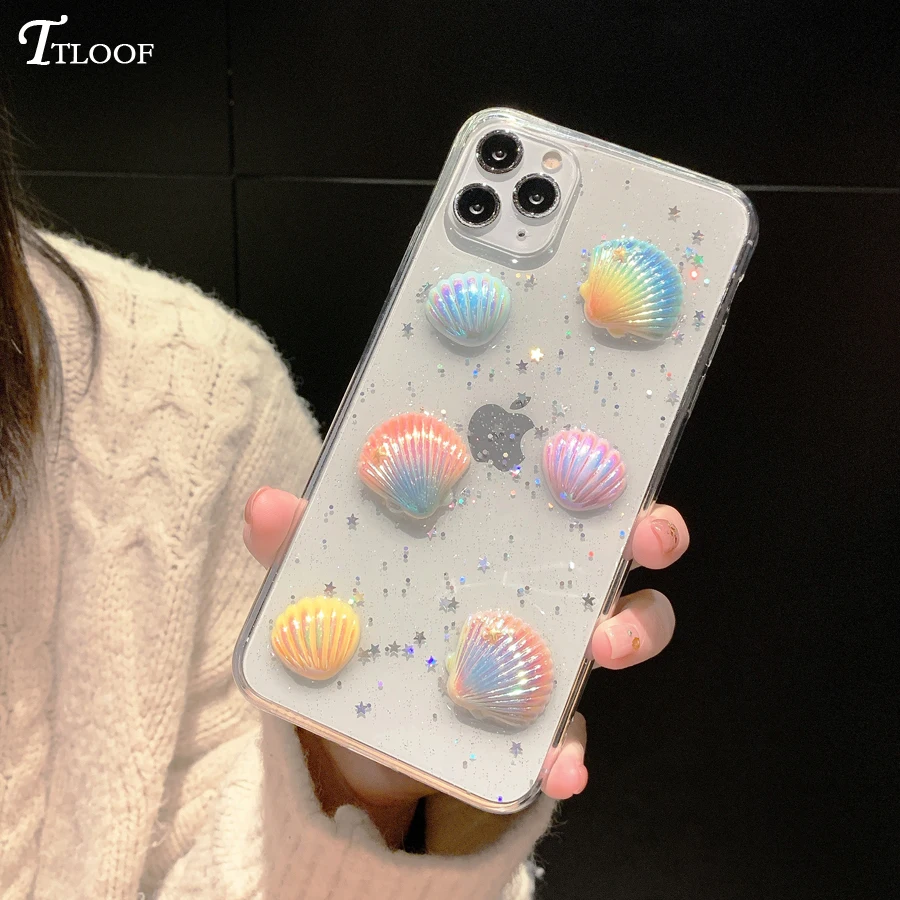 Цветной чехол с блестящим порошком для iPhone 11 Pro Max XR X XS 6 6s 7 8 Plus Блестящий Мягкий на