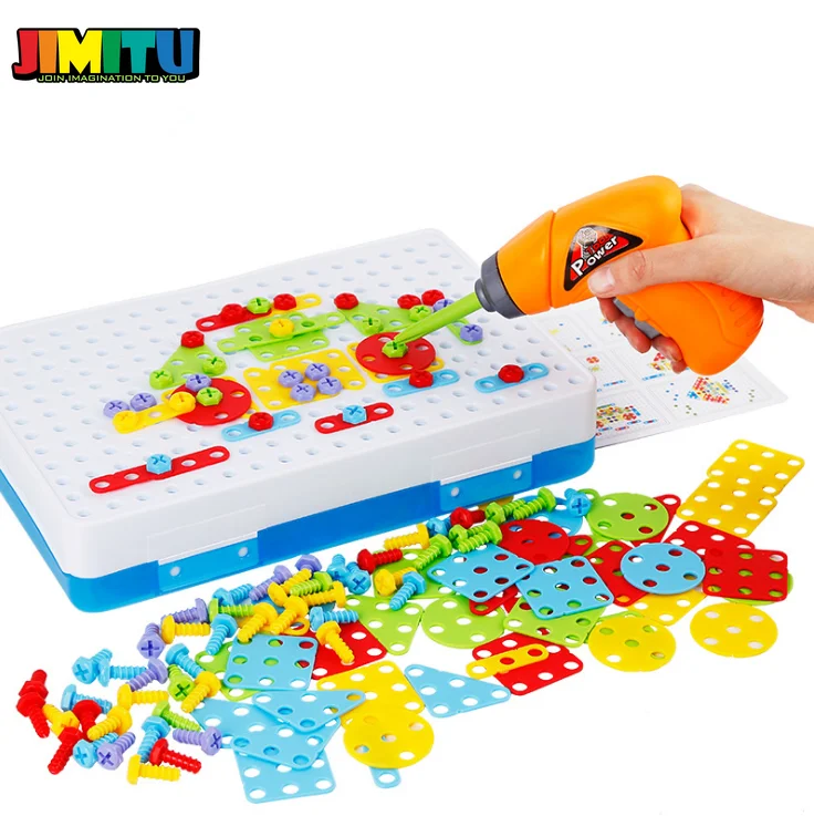 Kids Drill Toys Creative Educational Toy Electric Screws Puzzle Assembled Mosaic Design Building Boy Pretend Play | Игрушки и хобби