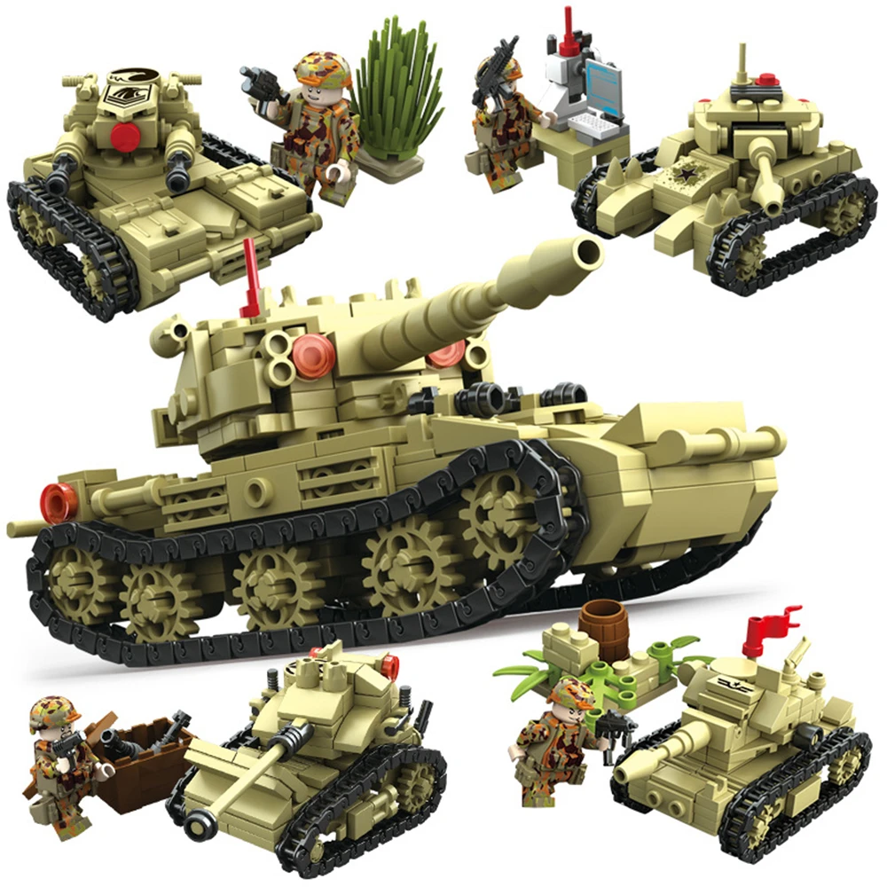 

Military tank 4in1 619pcs Children's building blocks Compatible city DIY figures Bricks Toy No Box