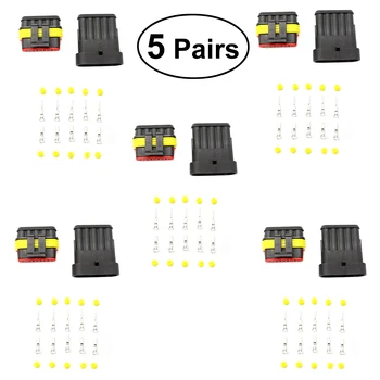

5 Pairs 5-Pin IP67 Waterproof Electrical Wire Terminal Connectors Plugs Adaptor Kits For Cars Motorcycles A30