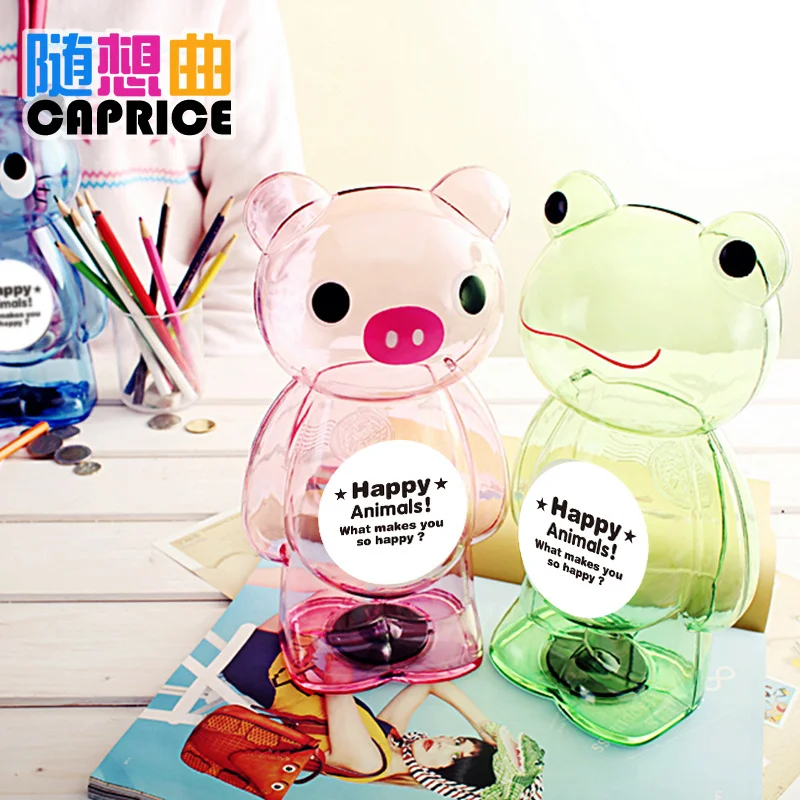 Little Bear Transparent Piggy Bank Cartoon CreativePiggy Bank Articles Props Gift Cartoon Money Saver Children Kids Gift AA50MB