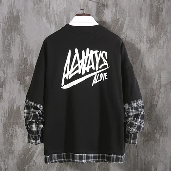 

UYUK2019 Autumn And Winter New Comfortable Quality High Collar Trend Fashion Loose Casual Men's Stitching Hoodies Harajuku