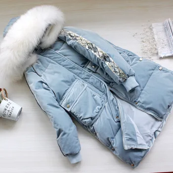 

Winter Women's Down Jacket Natural Raccoon Fur Hooded Clothes 2019 Korean Thick Warm Duck Down Coat Female Hiver LW1577