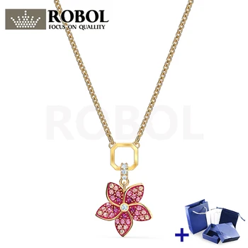 

Original SWA Necklace with Original Marking TROPICAL FLOWER PENDANT Necklace Box Set Woman Jewelry Gift Free Shipping