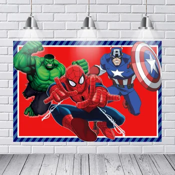 

Background Photography Superhero Super Hero Spiderman Hulk Captain American Party Frame Custom Photo Backdrop Background Vinyl