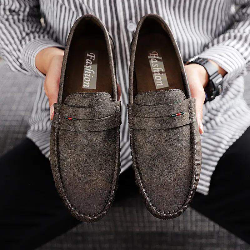 Повседневная обувь; мужские весенние туфли на плоской подошве; резиновые кроссовки без шнуровки; Кожаные Замшевые женские ботинки-лоферы; мокасины для взрослых; Masculino; 55