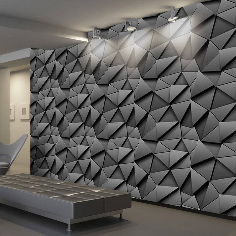 Stereo geometric abstract background wallpaper Black triangles Fashion 3D photo mural Waterproof Self Adhesive Sticker HomeDecor milofi custom 3d stereo fashion geometric square background wallpaper mural