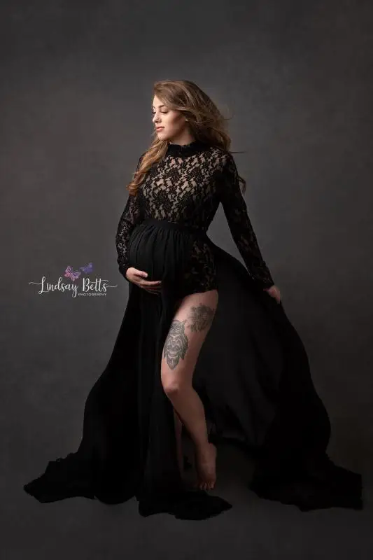 Fancy Lace Maternity Dresses For Photo Shoot Sexy Split Side Pregnancy Dress Maxi Gown Long Pregnant Women Photography Prop 2020 (8)