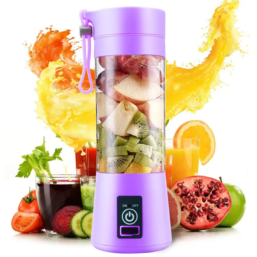 

380ml 4 Blades Mini USB Rechargeable Portable Electric Fruit Juicer Smoothie Maker Blende r Machine Sports Bottle Juicing Cup