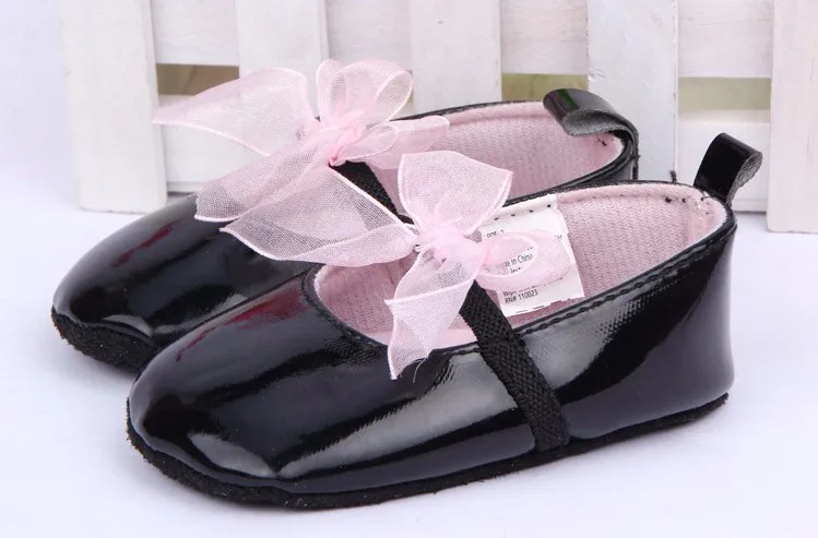 2017 черная Детская бантом обувь принцессы Обувь для младенцев мягкая подошва обувь для девочек