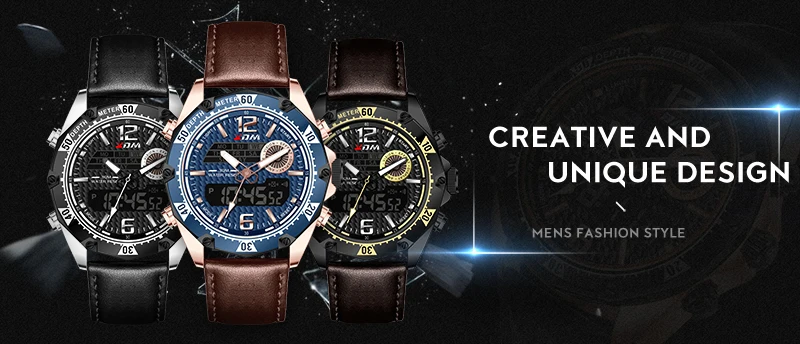 KDM, мужские золотые часы, полностью стальные, с двойным кварцевым цифровым дисплеем, Роскошные наручные часы с ЖК-подсветкой и будильником, мужские часы