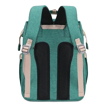 

Zipper Folding Crib Diaper Bag Large Capacity Oxford Cloth Fashion With Stroller Hook Waterproof Mom Backpack Outdoor Travel