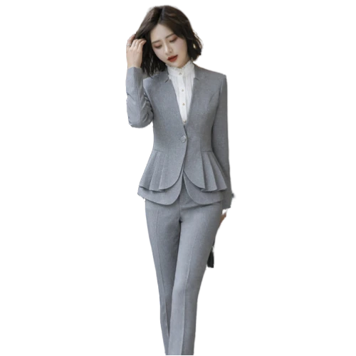 Pants Black Grey Suit Woman Office 