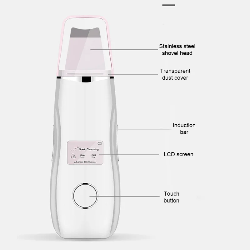  Ultrasonic Vibration Face Skin Scrubber Cleansing Exfoliating Lifting Blackhead Removal Instrument 