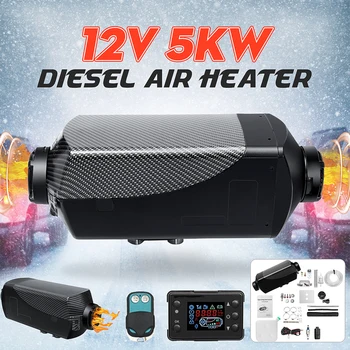 

12V 5000W LCD Monitor Single Hole Air diesels Fuel Heater 5KW For Trucks Boats Bus With Remote Control and Silencer Car Heater