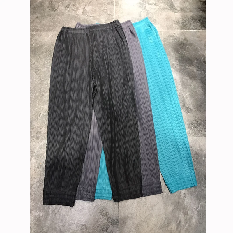 Горячая продажа Miyake модные однотонные шаровары с карманами длиной до щиколотки в наличии