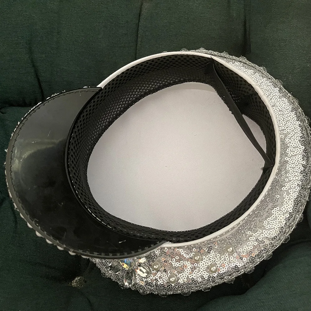 Women Sequin Burning Bride Military Hat 