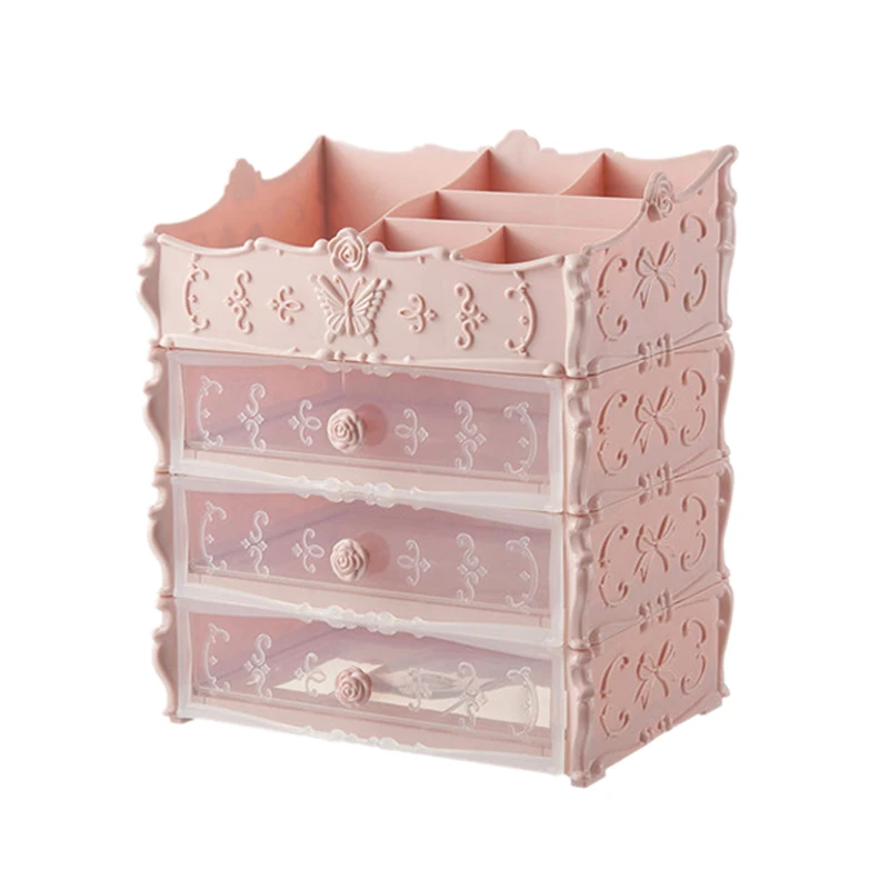 Clear Pink Пластиковый косметический ящик, контейнер для косметики, органайзер, коробка для хранения, макияж, ювелирное изделие, держатель для ногтей, Домашний Настольный, для хранения, Cas - Цвет: Clear Pink