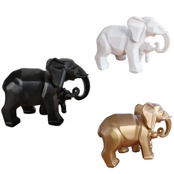 

Modern Geometric Elephant Resin Home Decoration Accessories Sculpture Handicraft Statue Mother and Child Elephant