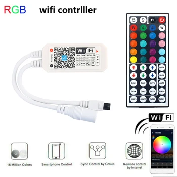 

Magic Home 5V~28V RGB Wifi LED Controller With IR Remote Control With Battery For 5050 2835 3528 LED Strip Light LED Modules