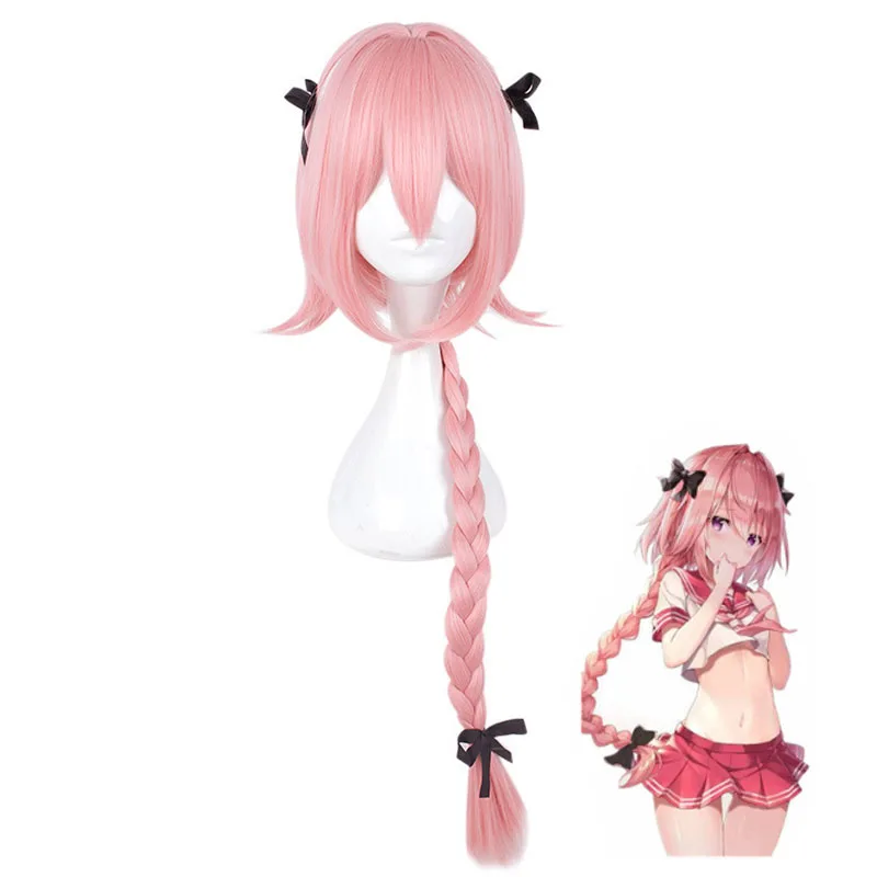 Парик для косплея Fate Apocryph Astolfo термостойкие искусственные волосы розового цвета
