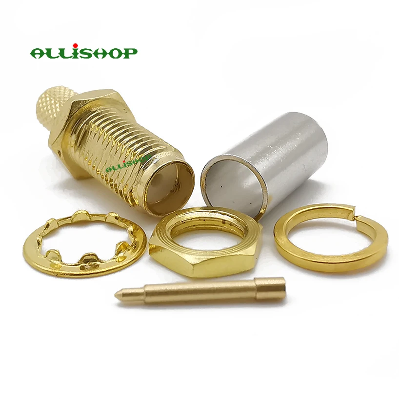 RP SMA разъем перегородки РФ коаксиальный разъем обжимной RG58 RG142 LMR195 RG400 Goldplated РФ SMA адаптер
